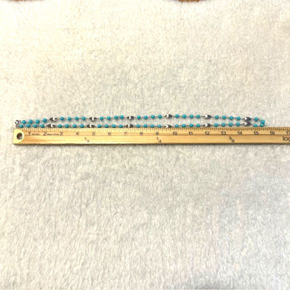 VTG Sarah Coventry Turquoise Blue Silver Fluted Wired Necklace - Picture 7 of 7